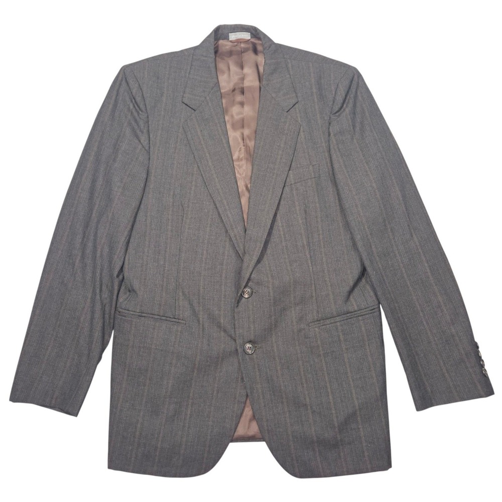 VTG Oleg Cassini 80s Pinstripe Blazer Sport Coat Grey Sz 40R
